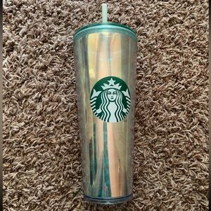 Starbucks tumbler in iridescent mermaid scale pattern